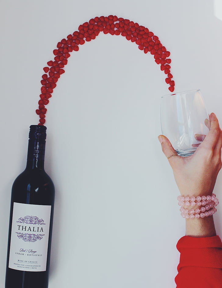 wine, flowing, wine glass, bottle, wine bottle, red, fruit