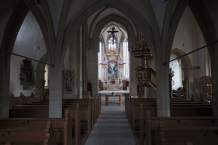 Iglesia, protestante, Iglesia Evangélica, Schweinfurt, San Juan, silencio, orar