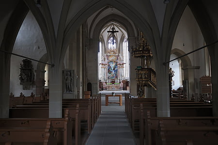 Iglesia, protestante, Iglesia Evangélica, Schweinfurt, San Juan, silencio, orar