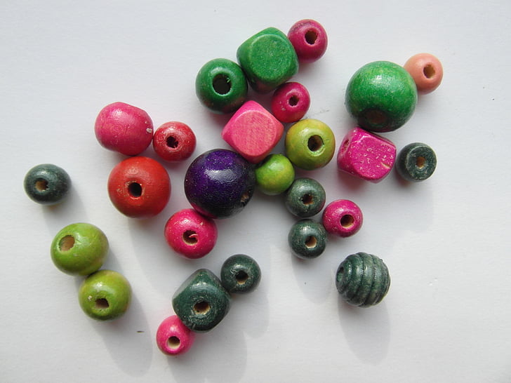 wood beads, colorful, color, about, wood jewelry, thread, tinker