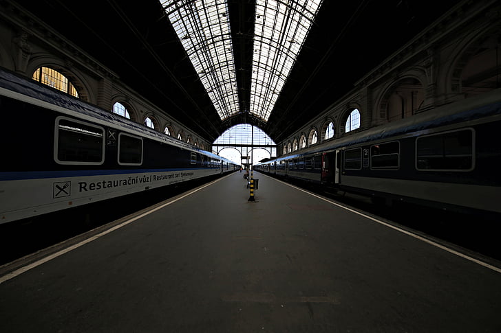tren, carril de, locomotora, transporte, Hungría, pistas, carriles de