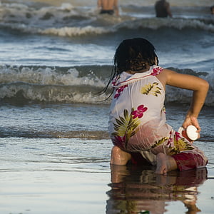 enfants, jouer, plage, eau, enfant, mer, à l’extérieur