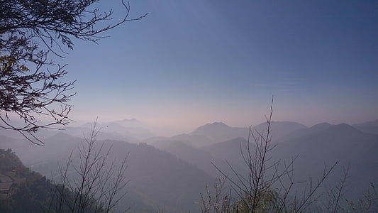 Jiayì, top van de kloof, wolken, berg, zonsopgang, ochtend, mist