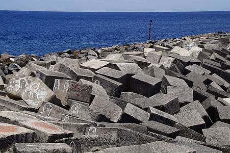 Topo, Banco, piedras de la orilla, mar, Atlántico, Santa cruz, Tenerife