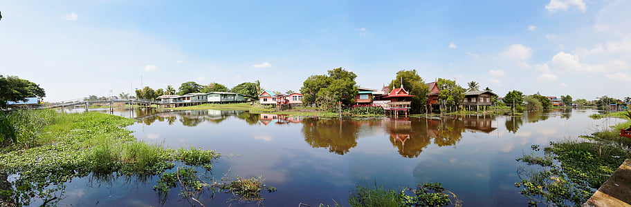 Casa, rural, campo, al aire libre, agua, medio ambiente, Tailandés