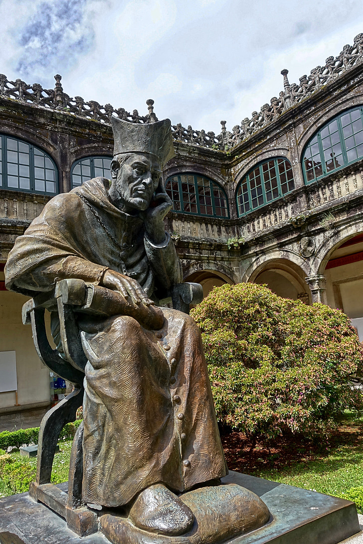 Santiago de compostela, heykel, şekil, düşünür, filozof, heykel, adam