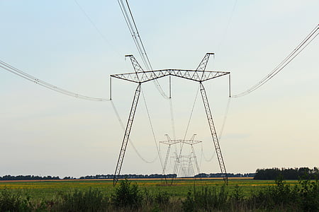 ワイヤ, 柱, ラップ, 送電鉄塔, 電気, 電力線, ケーブル