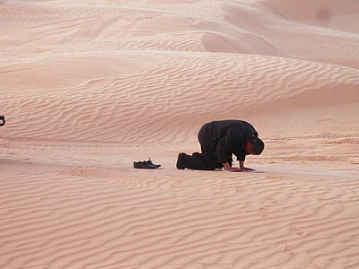 Gebet, Wüste, muslimische, Religion, Person
