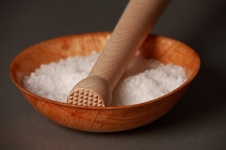 bowl, salt, wood, wellness, wood - Material, spoon, food