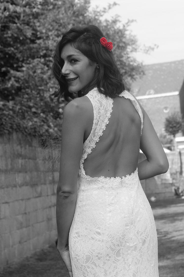 wedding, lace, red, women, outdoors, people, smiling