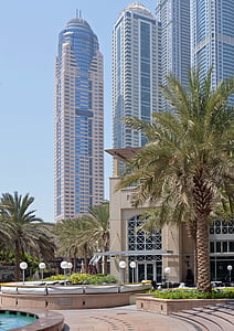 u en e, Dubai, skyskrapor, Holiday, palmer, solen, havet