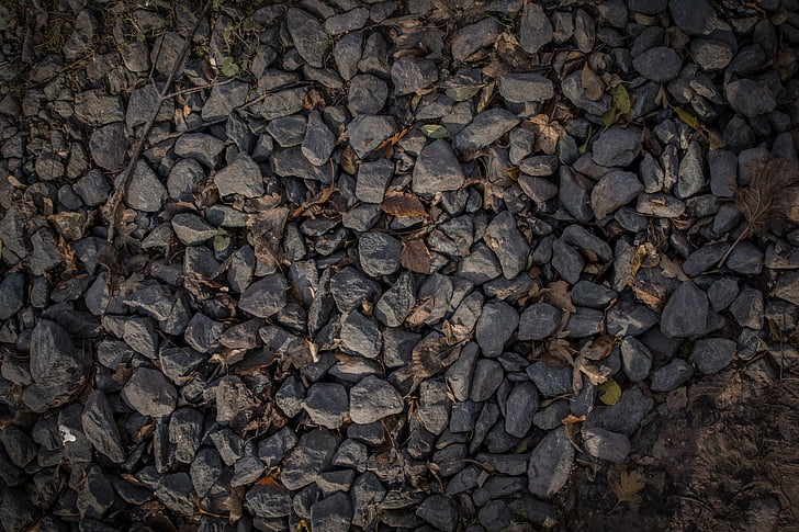 hoja de otoño, grava, gris, textura de patrón, piedras, fondos, con textura