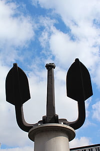 sky, anchor, clouds, monument, back light, ship, navy