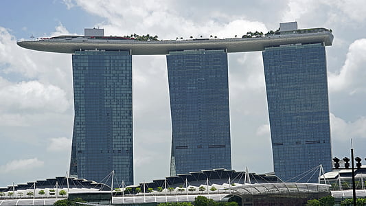 Марина Бэй Сэндс, Сингапур, Отель, Роскошный отель, здание, футуристический, Архитектура
