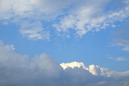 σύννεφα, σύννεφο βουνά, ουρανός, μπλε, λευκό, καιρικές συνθήκες, διάθεση