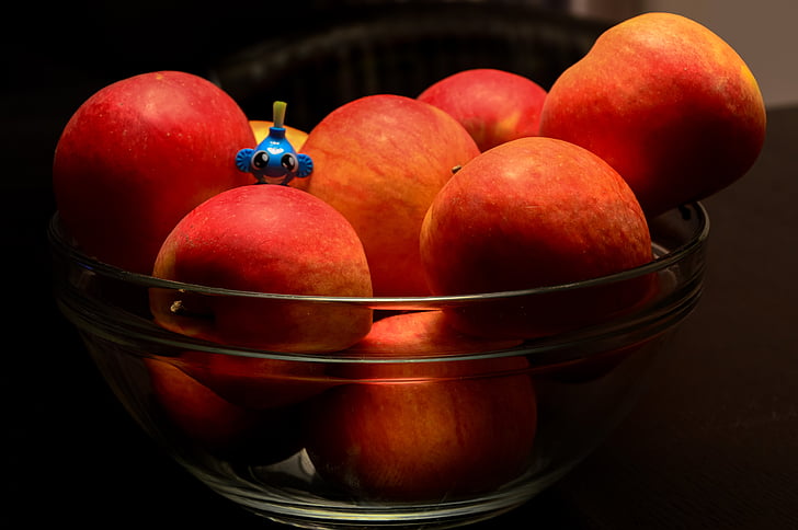 jabolka, skledo, igrača, malo, Slika, sadje, zdravo