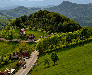 village, landscape, mountains, hills, nature, rural, mountain