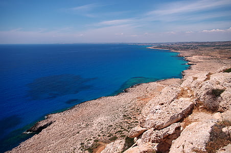Chipre, el mar Mediterráneo, Cavo greco, azul, el sol, verano, días de fiesta