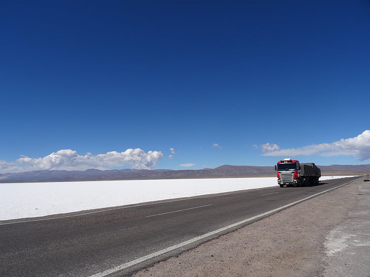 druskos kasyklose, dykuma, sunkvežimis, kraštovaizdžio, druska, Argentina, Jujuy