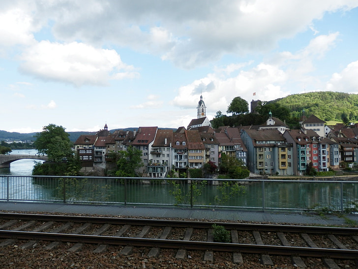 laufenburg, rhine, high rhine, rheinbrücke, railway, seemed