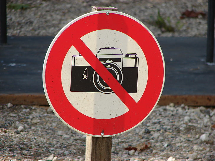 fotografering, förbjuden, tecken, symbol, kameran, Nej, förbud
