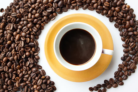 kaffe, baggrund, kaffebønner, pause, koffein, aroma, cirkel