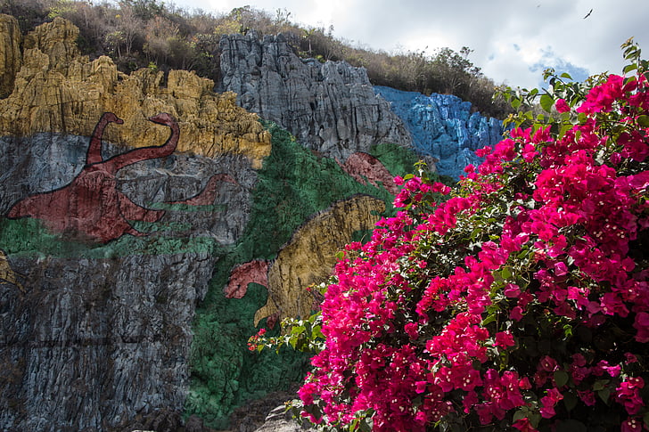 Küba, Valle de viñales, duvar de la prehistoria, Resim rock, Sanat, kaya, Resim