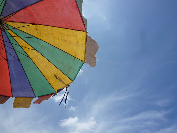 paraply, parasoll, himmelen, Sommer, Vær, beskyttelse, stranden