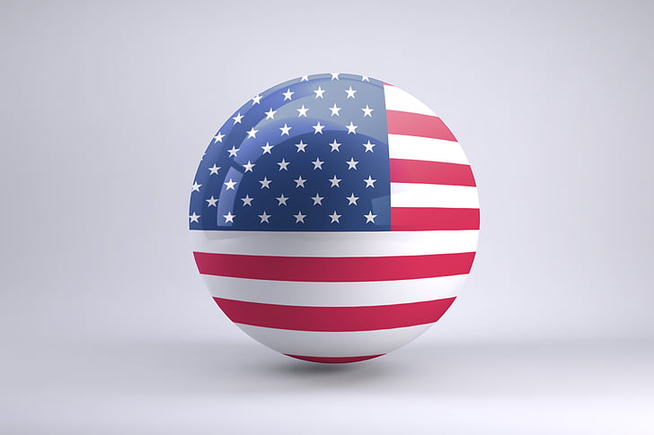 Bandiera USA, sfera, palla, sfera della bandierina, America, bandiera, Stati Uniti d'America