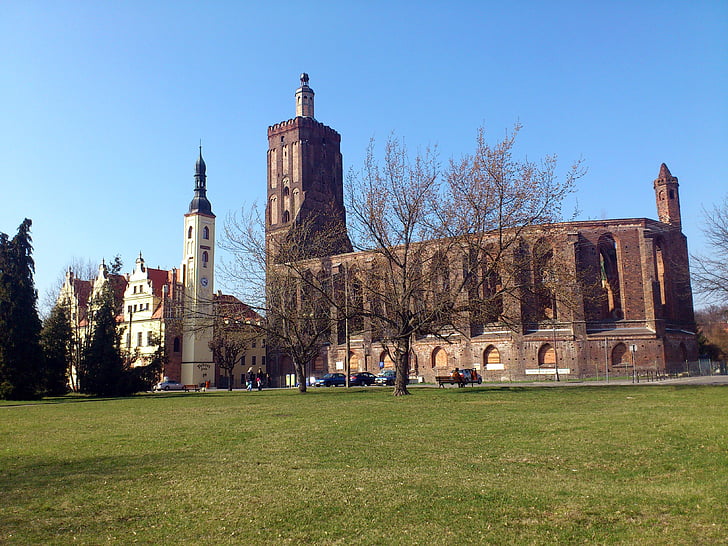 ruínas de igreja, Gubin, Polônia, Igreja da cidade, ruína, Igreja, Monumento