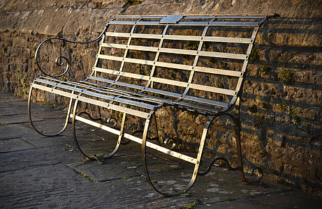 bench, metal, old, outdoor, furniture, seat, sitting