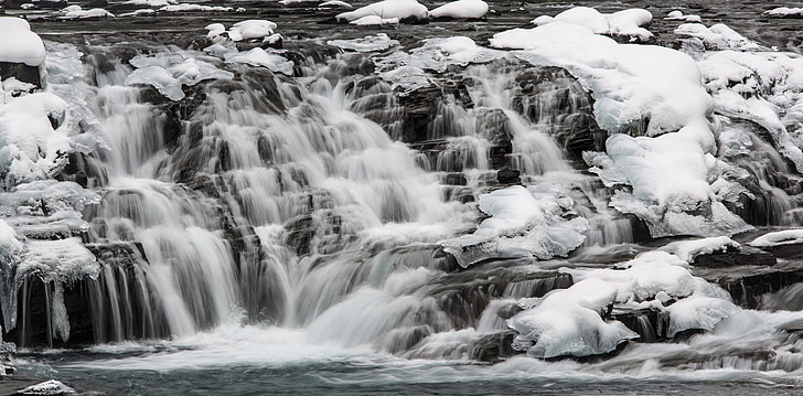 cascatas de dançantes sagradas, Cachoeira, Inverno, neve, gelo, fluindo, água