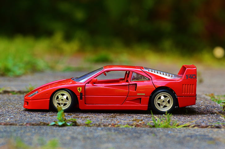 Ferrari, miniature, rouge, voiture de sport, voiture jouet