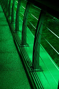 Podul, întuneric, iluminat, verde, strada, balustradă, repetarea