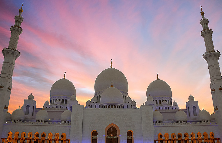 Mosquée Sheikh zayed, grande mosquée, Masjid, Émirats Arabes Unis, arabes, architecture, point de repère