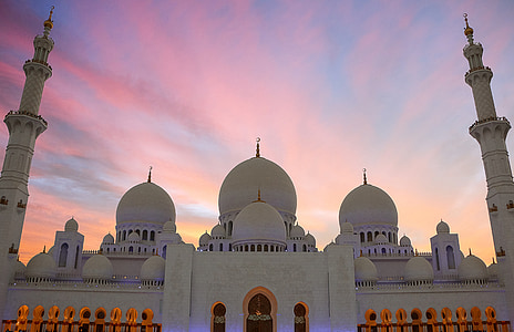Sheikh zayed moskee, grote moskee, Masjid, Verenigde Arabische Emiraten, Arabische, het platform, Landmark