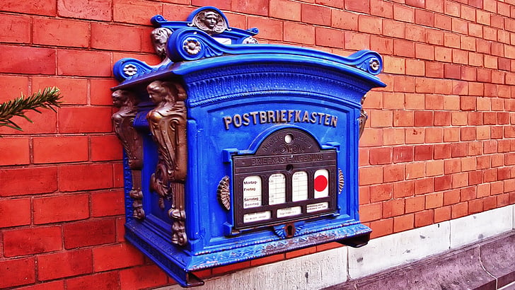 пощенска кутия, пост, синьо, ковачество