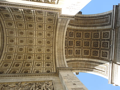 arch of triumph, paris, france, champs elysees avenue, ceiling, dome