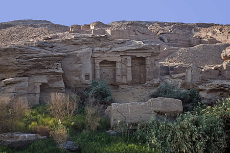Египет, гробници, рок издълбани, хълм, банка, архитектура