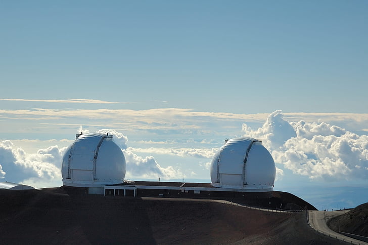 a Mauna kea, Hawaii, csúcstalálkozó, távcső, teleszkópok, Keck, Csillagászat