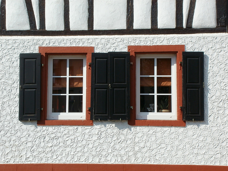 Windows, persianas, St leon, casa, arquitetura, Casa, parede