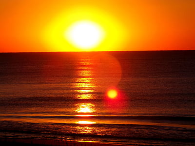 lever du soleil, plage, mer, océan, eau, coucher de soleil, Sky