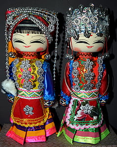 bambole, Cinese, in legno, decorativi