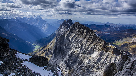 Alpu, sniega, Šveice, mākoņi, programma Outlook, ainava, debesis