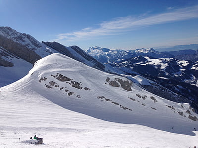 montaña, esquí, sol, Aravis, nieve, invierno, naturaleza