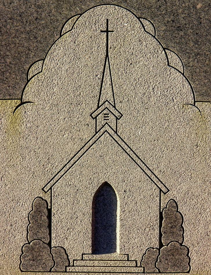 cinzeladura, Igreja, lápide, símbolo, detalhe, granito, túmulo