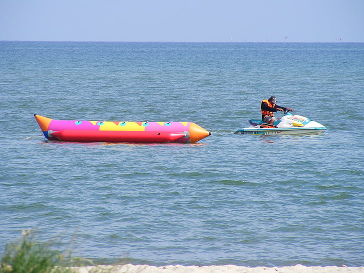 лодка-банан, водни спортове, море, дейност, празник, плаж, ваканция