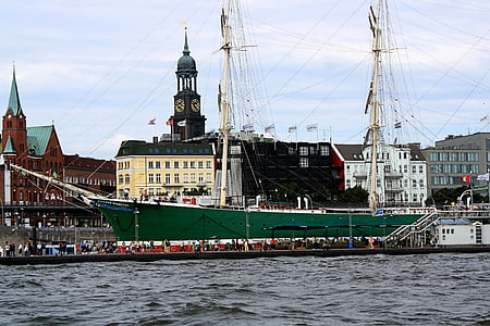 Hamburg, hajó, vitorlás hajó, Port, Hanza-város