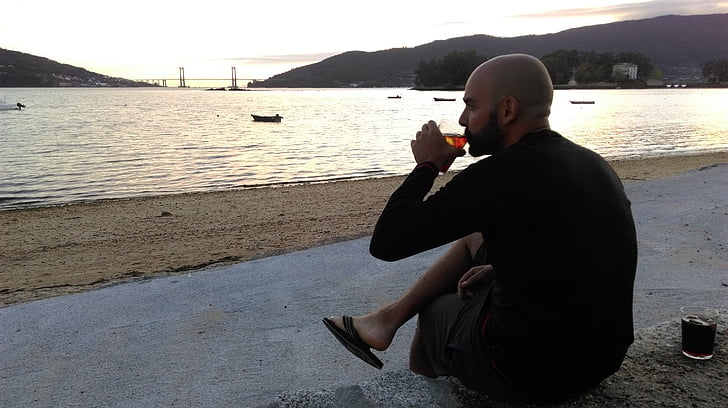 Ria, Vigo, jūra, pludmale, brīvdiena, mountians, dzēriens