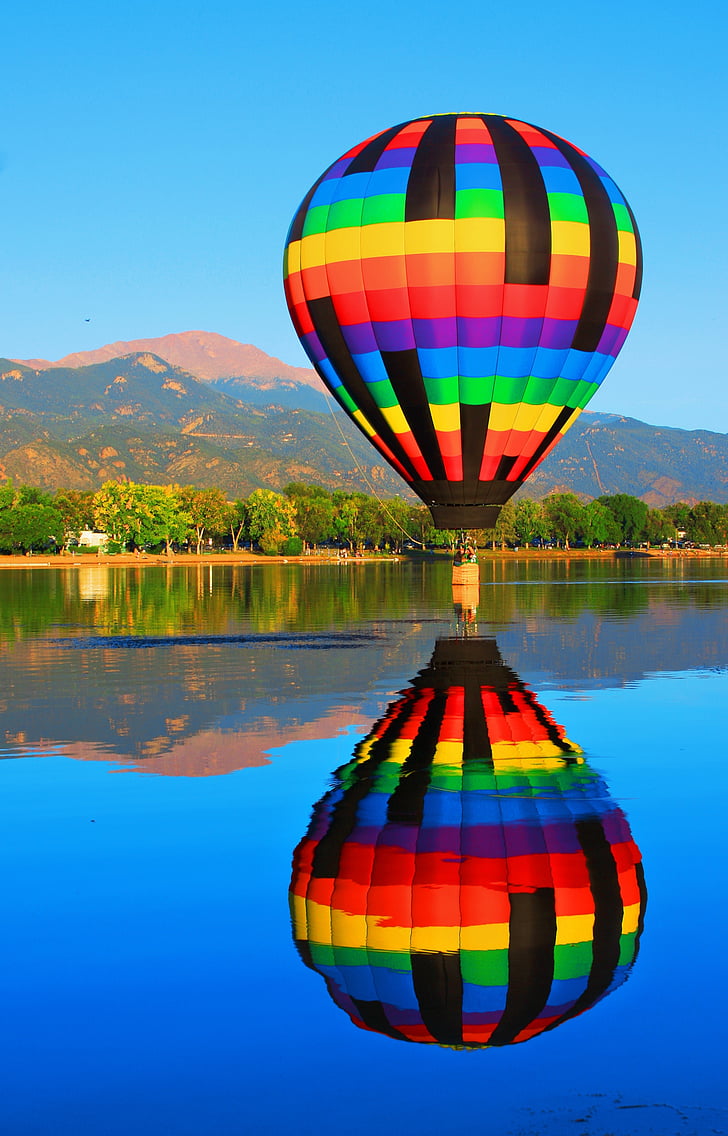 reflexão, Pikes peak, montanha, Colorado, Memorial park, balão, aventura